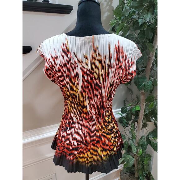 Cato Women Multi Pleated 100% Polyester Scoop Neck Short Sleeve Top Blouse Large - Picture 6 of 11